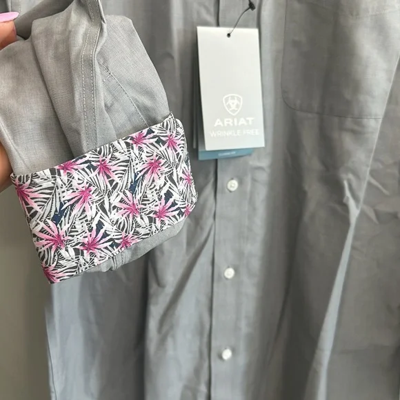 NWT ARIAT WF Solid Pinpoint Oxford LS Men’s Shirt (Harbor Mist) - Picture 6 of 10